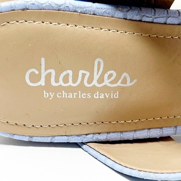Charles by Charles David Sandals Women's 7.5 Baby Blue Croc-Embossed Platform - Picture 7 of 12